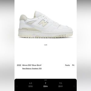 New balance silver birch 550 Fits Size 7 BRAND NEW (runs big fits size 7.5)